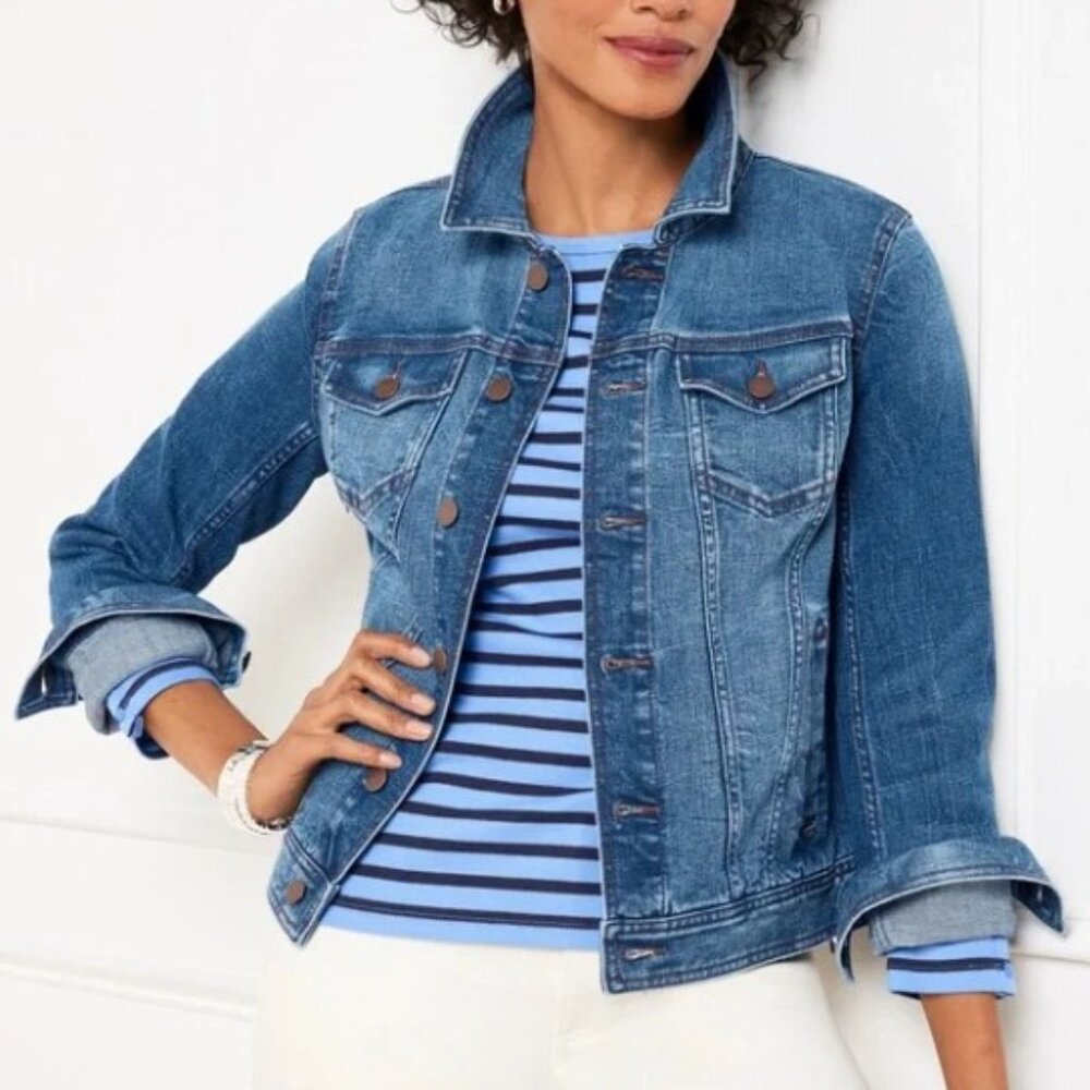 Talbots Petite Small Classic Denim Blue Jean Jacket